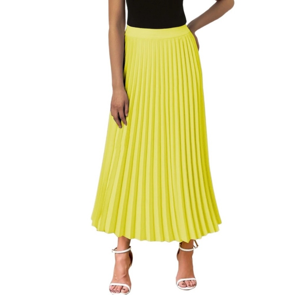 Yellow Pleated Women's Maxi Skirt Tall size M/L - Picture 4 of 4